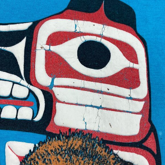 Vintage shirt mens XL 90s singlestitch Alaska wildlife grizzly bear native tribe - Picture 3 of 9